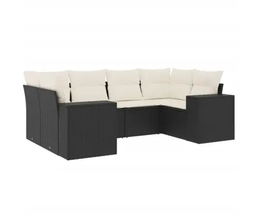 6-Daļīgs Dārza Dīvāna Komplekts, Matrači, Melna Pe Rotanpalma Vidaxl