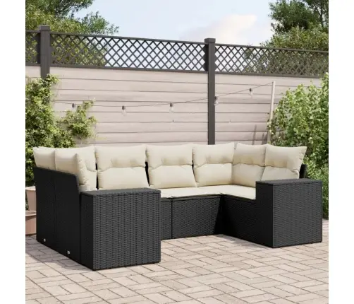 6-Daļīgs Dārza Dīvāna Komplekts, Matrači, Melna Pe Rotanpalma Vidaxl