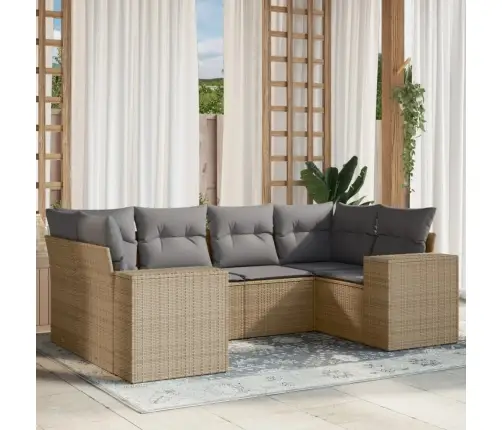 6-Osaline Aiadiivani Komplekt Patjadega, Beež, Polürotang