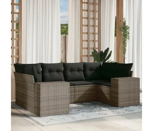 Sofos Komplektas Su Pagalvėlėmis, 6 Dalių, Pilkas, Poliratanas