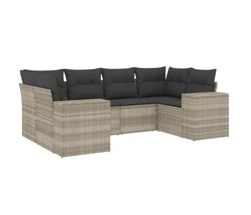 6-Daļīgs Dārza Dīvānu Komplekts,Matrači, Gaiši Pelēka Pe Pinums Vidaxl