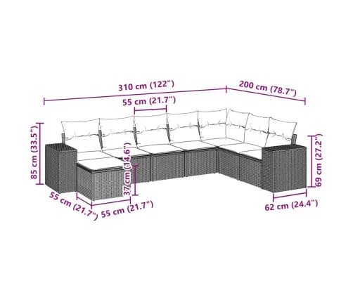 6-Daļīgs Dārza Dīvānu Komplekts,Matrači, Gaiši Pelēka Pe Pinums Vidaxl