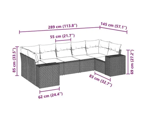 7-Daļīgs Dārza Dīvāna Komplekts,Matrači, Gaiši Pelēka Pe Pinums Vidaxl