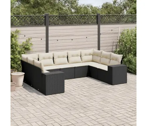 Sodo Komplektas Su Pagalvėlėmis, 9 Dalių, Juodas, Poliratanas