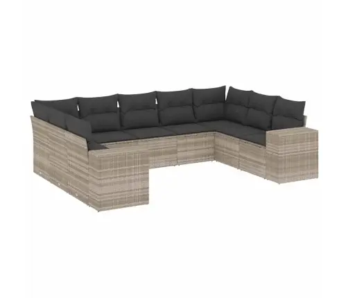 Sofos Komplektas Su Pagalvėlėmis, 9 Dalių, Pilkas, Poliratanas