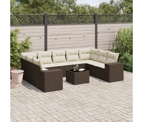 10-Osaline Aiadiivani Komplekt Patjadega, Pruun, Polürotang