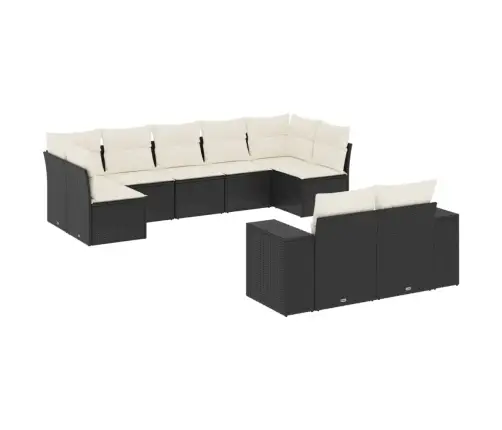 9-Daļīgs Dārza Dīvāna Komplekts, Matrači, Melna Pe Rotangpalma Vidaxl