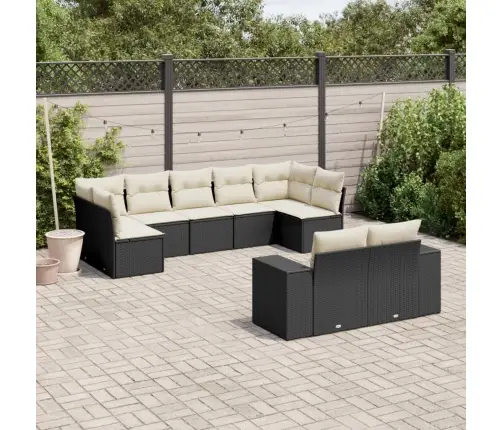 9-Daļīgs Dārza Dīvāna Komplekts, Matrači, Melna Pe Rotangpalma Vidaxl