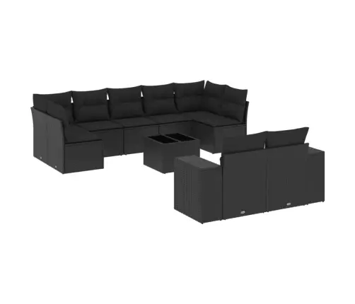 10-Daļīgs Dārza Dīvāna Komplekts, Matrači, Melna Pe Rotangpalma Vidaxl