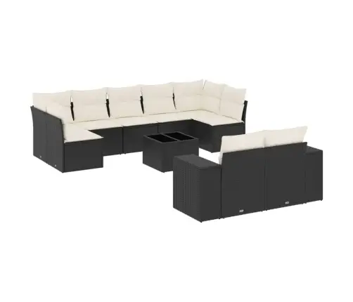 10-Daļīgs Dārza Dīvāna Komplekts, Matrači, Melna Pe Rotangpalma Vidaxl