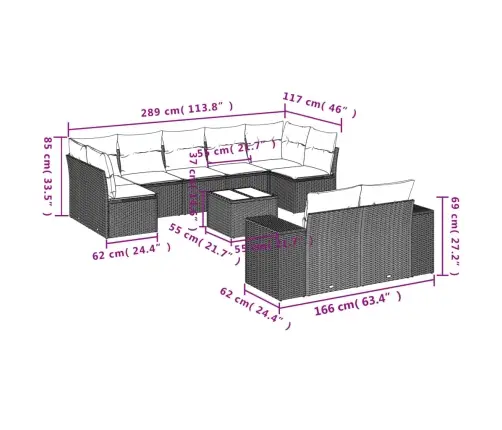 10-Osaline Aiadiivani Komplekt Patjadega, Pruun, Polürotang