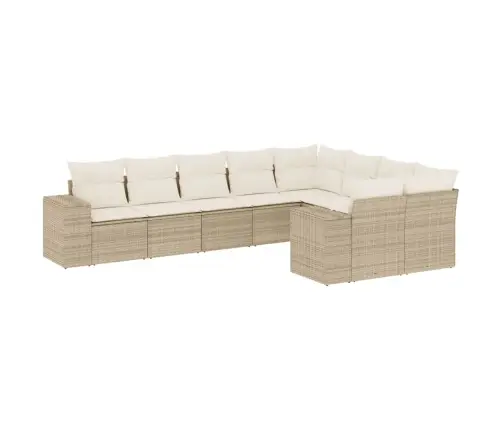 9-Daļīgs Dārza Dīvānu Komplekts, Matrači, Bēša Pe Rotangpalma Vidaxl