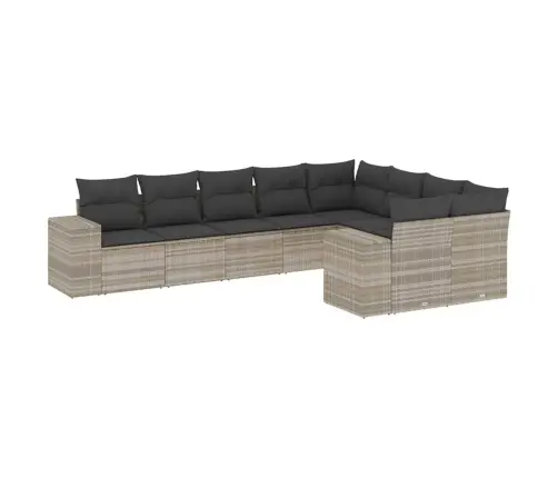 Sofos Komplektas Su Pagalvėlėmis, 9 Dalių, Pilkas, Poliratanas