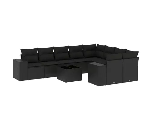 10-Daļīgs Dārza Dīvāna Komplekts, Matrači, Melna Pe Rotangpalma Vidaxl