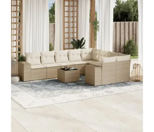 10-Osaline Aiadiivani Komplekt Patjadega, Beež, Polürotang