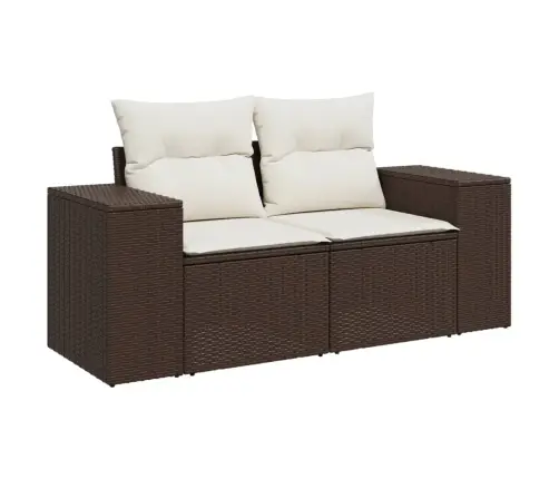 10-Daļīgs Dārza Dīvāna Komplekts, Matrači, Brūna Pe Rotangpalma Vidaxl