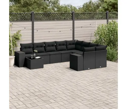 Sodo Komplektas Su Pagalvėlėmis, 10 Dalių, Juodas, Poliratanas