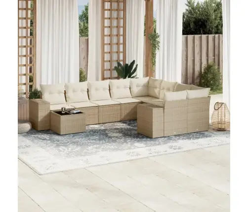 10-Osaline Aiadiivani Komplekt Patjadega, Beež, Polürotang