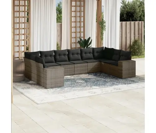 Sodo Komplektas Su Pagalvėlėmis, 10 Dalių, Pilkas, Poliratanas