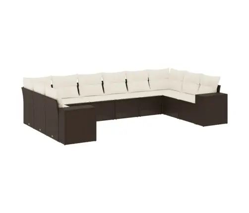 Sodo Komplektas Su Pagalvėlėmis, 10 Dalių, Rudas, Poliratanas