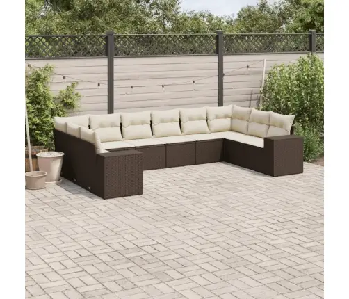 Sodo Komplektas Su Pagalvėlėmis, 10 Dalių, Rudas, Poliratanas