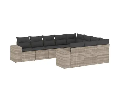 Sodo Komplektas Su Pagalvėlėmis, 10 Dalių, Pilkas, Poliratanas