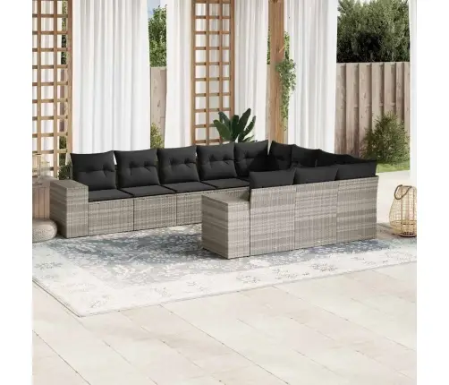 Sodo Komplektas Su Pagalvėlėmis, 10 Dalių, Pilkas, Poliratanas