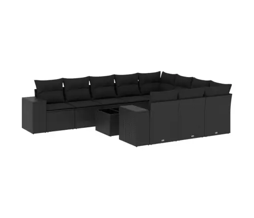 11-Daļīgs Dārza Dīvāna Komplekts, Matrači, Melna Pe Rotangpalma Vidaxl