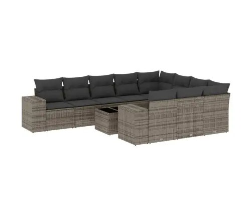 Sodo Komplektas Su Pagalvėlėmis, 11 Dalių, Pilkas, Poliratanas