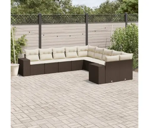 10-Osaline Aiadiivani Komplekt Patjadega, Pruun, Polürotang