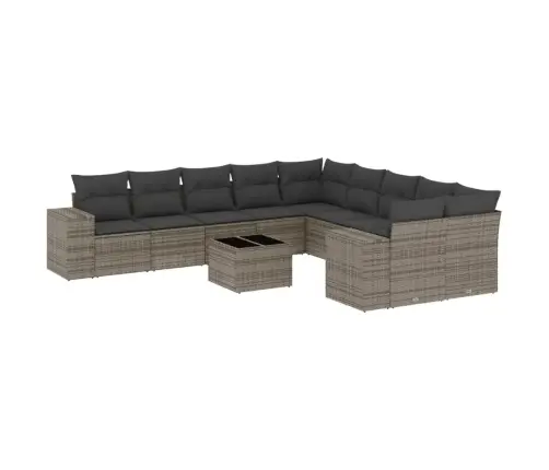 Sodo Komplektas Su Pagalvėlėmis, 11 Dalių, Pilkas, Poliratanas