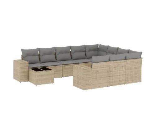 Sodo Komplektas Su Pagalvėlėmis, 11 Dalių, Smėlio, Poliratanas