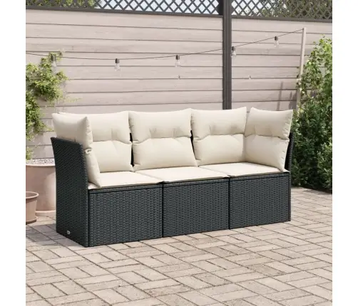 Sodo Komplektas Su Pagalvėlėmis, 3 Dalių, Juodas, Poliratanas