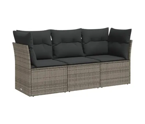 Sofos Komplektas Su Pagalvėlėmis, 3 Dalių, Pilkas, Poliratanas