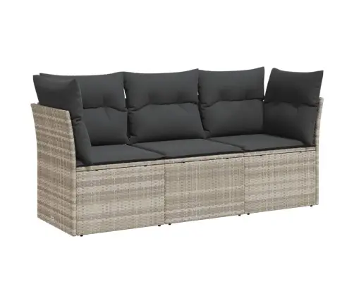 3-Daļīgs Dārza Dīvāna Komplekts Ar Matračiem, Pelēks Pe Pinums Vidaxl