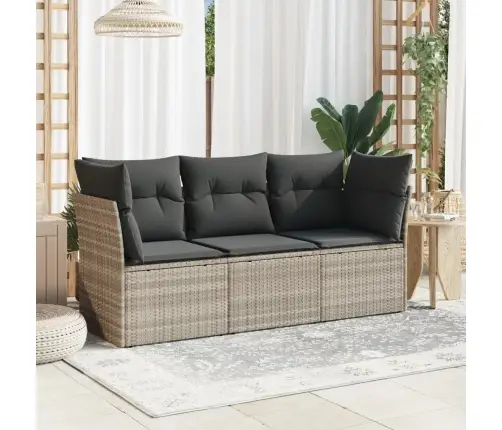 3-Daļīgs Dārza Dīvāna Komplekts Ar Matračiem, Pelēks Pe Pinums Vidaxl