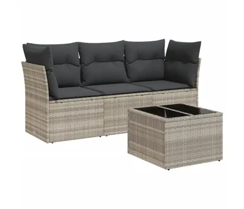 Sofos Komplektas Su Pagalvėlėmis, 4 Dalių, Pilkas, Poliratanas