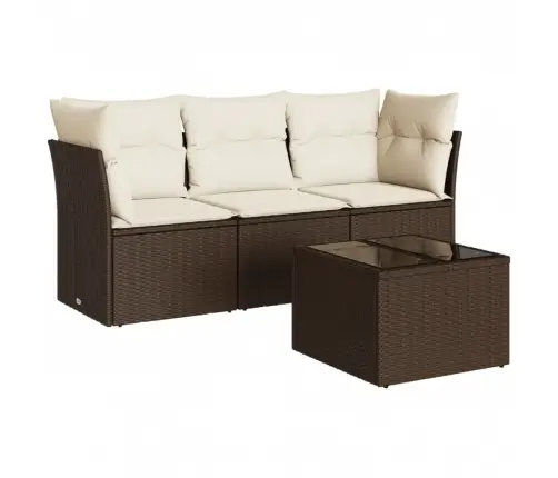 4-Osaline Aiamööblikomplekt Patjadega, Pruun, Polürotang