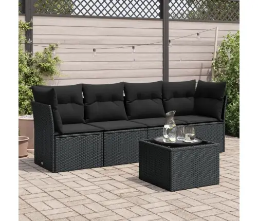 5-Daļīgs Dārza Dīvāna Komplekts Ar Matračiem, Pe Rotangpalma Vidaxl