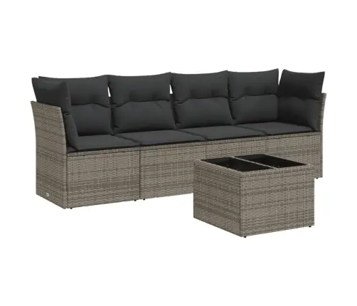 5-Osaline Aiamööblikomplekt Istmepatjadega, Polürotang, Hall