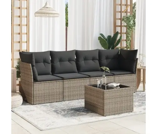 5-Osaline Aiamööblikomplekt Istmepatjadega, Polürotang, Hall