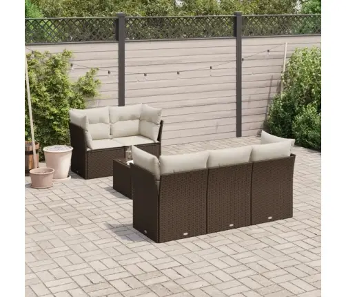 6-Daļīgs Dārza Dīvānu Komplekts, Matrači, Brūna Pe Rotangpalma Vidaxl