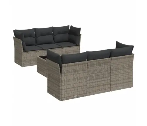 7-Daļīgs Dārza Dīvāna Komplekts, Matrači, Pelēka Pe Rotangpalma Vidaxl