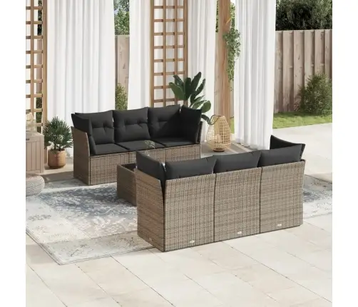 7-Daļīgs Dārza Dīvāna Komplekts, Matrači, Pelēka Pe Rotangpalma Vidaxl