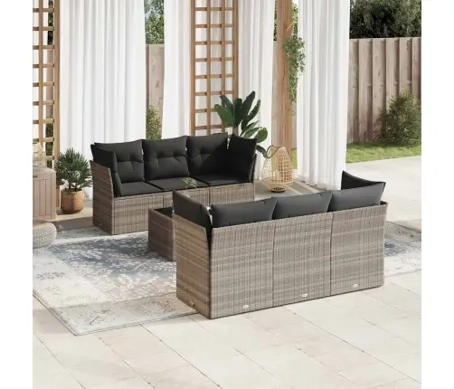 Sofos Komplektas Su Pagalvėlėmis, 7 Dalių, Pilkas, Poliratanas