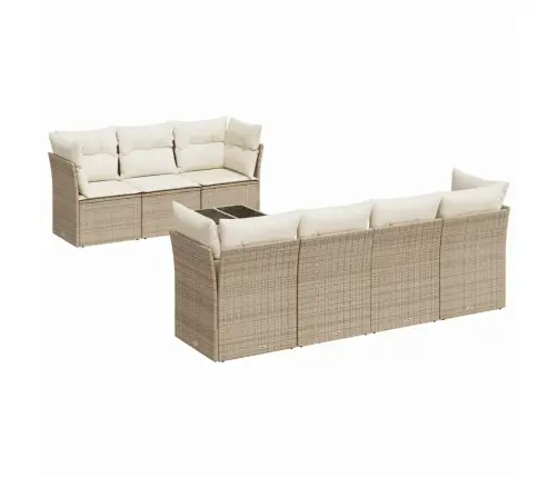 Sofos Komplektas Su Pagalvėlėmis, 8 Dalių, Smėlio, Poliratanas