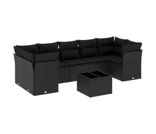 Sofos Komplektas Su Pagalvėlėmis, 8 Dalių, Juodas, Poliratanas