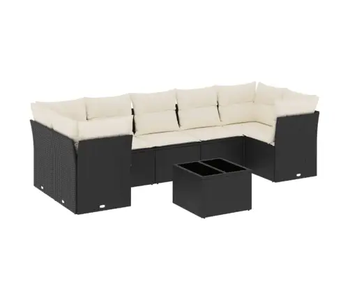 8-Daļīgs Dārza Dīvāna Komplekts, Matrači, Melna Pe Rotangpalma Vidaxl