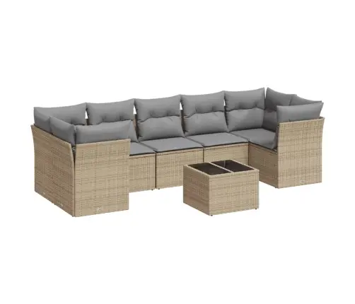 8-Daļīgs Dārza Dīvāna Komplekts, Matrači, Bēša Pe Rotangpalma Vidaxl