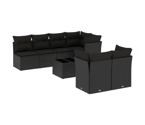 8-Daļīgs Dārza Dīvāna Komplekts, Matrači, Melna Pe Rotangpalma Vidaxl